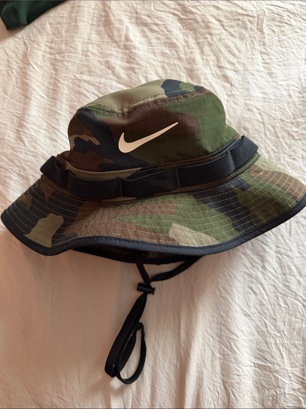 Nike Woodland Camo Bucket Hat with White Swoosh